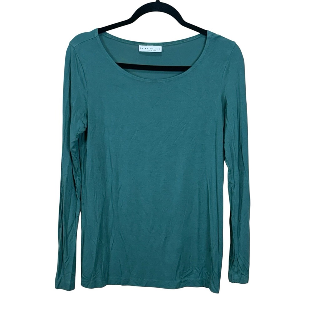 Bryn Walker Top Womens Small Green Jersey Knit Long Sleeve Lagenlook Micro Modal